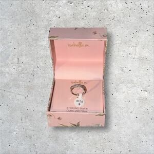 Isabella M. Sterling Silver Cubic Zirconia Spiral Twist Ring Size 9 Silver Tone